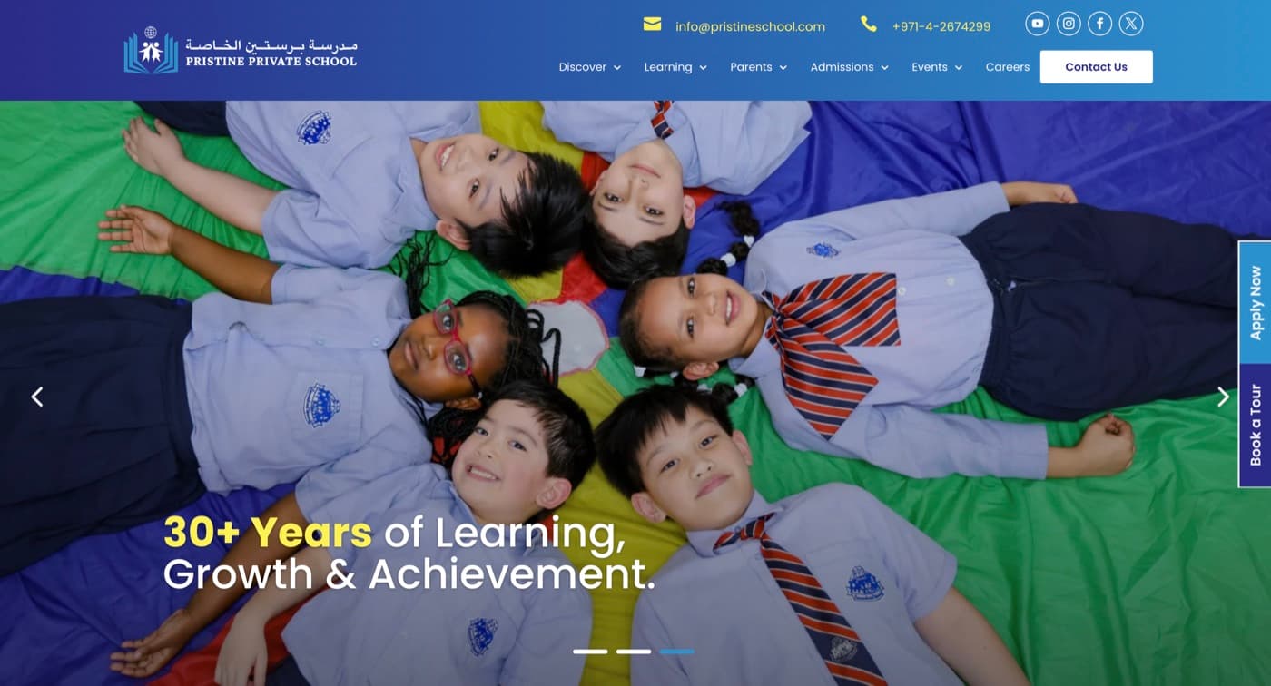 Pristine Private School website preview