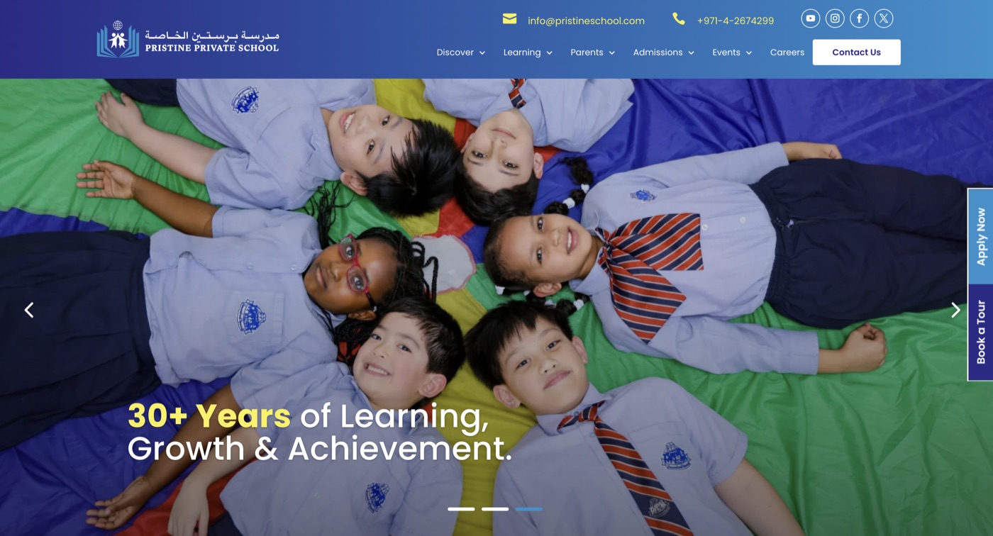 Pristine Private School website preview