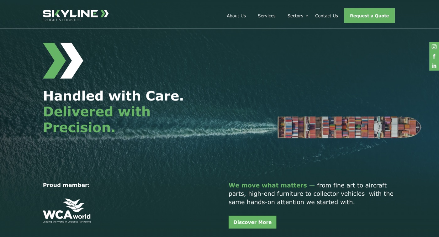 Skyline Freight and Logistics website preview